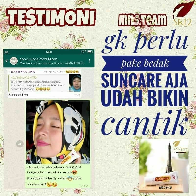 🌸🌿Pilih Sunblock SR12 ataupun suncare SR12, itu sama-sama punya manfaat untuk jadi pelindung wajahmu dari pengaruh buruk sinar matahari, mencegah kanker kulit, mencerahkan, menutrisi, serta melembabkan kulit🥰🌸🌿Ingat ya..sinar UV itu bukan Cahaya tetapi radiasi jadi biar lagi hujan, awan, pakai masker, cadar, payung ataupun jendela kaca, sinar UV mampu menembusnya sehingga bisa mempengaruhi kesehatan kulitmu apalagi kulit yg sudah menipis  akibat ekspoliasi yang berlebihan 🤗😁🌸🌿So lindungi kulit mu pakai payung alami dari SR12 ya dears...yaitu sunblock SR12 atau Suncare SR12Khabar baiknya Sun block ataupun suncare SR12 ini bisa membantu memudarkan flek hitam juga loh... keren kan ???🤩👍Ready stock🤩🤩🤩WA/telegram👉0821-5799-8873AGEN RESMI SR12 HERBAL SKINCARE BALIKPAPAN KAL-TIMMampir ke shopeeku yuk👇shopee*co*id/agenresmisr12Atau tokpedku👇tokopedia*com/sr12balikpapan_____Untuk masuk link toko ⤴️ (*) ganti (.)Bisa pakai voucher free ongkir dan bisa COD juga lo GERCEP 🎉🌸🌿Pilih Sunblock SR12 ataupun suncare SR12, itu sama-sama punya manfaat untuk jadi pelindung wajahmu dari pengaruh buruk sinar matahari, mencegah kanker kulit, mencerahkan, menutrisi, serta melembabkan kulit🥰🌸🌿Ingat ya..sinar UV itu bukan Cahaya tetapi radiasi jadi biar lagi hujan, awan, pakai masker, cadar, payung ataupun jendela kaca, sinar UV mampu menembusnya sehingga bisa mempengaruhi kesehatan kulitmu apalagi kulit yg sudah menipis  akibat ekspoliasi yang berlebihan 🤗😁🌸🌿So lindungi kulit mu pakai payung alami dari SR12 ya dears...yaitu sunblock SR12 atau Suncare SR12Khabar baiknya Sun block ataupun suncare SR12 ini bisa membantu memudarkan flek hitam juga loh... keren kan ???🤩👍Ready stock🤩🤩🤩WA/telegram👉0821-5799-8873AGEN RESMI SR12 HERBAL SKINCARE BALIKPAPAN KAL-TIMMampir ke shopeeku yuk👇shopee*co*id/agenresmisr12Atau tokpedku👇tokopedia*com/sr12balikpapan_____Untuk masuk link toko ⤴️ (*) ganti (.)Bisa pakai voucher free ongkir dan bisa COD juga lo GERCEP 🎉