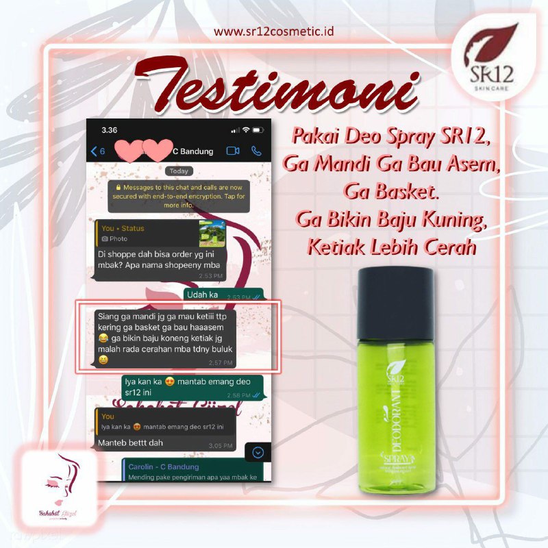 🌿🌸 ini yang membuat deodorant spray SR12 lebih unggul dari deodorant lain. Ampuh mengatasi macam2 bau yaitu bau ketiak, bau kaki, bau helm,  bau sepatu, mencerahkan ketiak hitam, tidak bernoda di baju, tidak menyebabkan ketiak hitam, menghambat pertumbuhan butek(bulu keti), mengatasi keringat berlebih🌿🌸 Deodorant ini aman untuk busui, bumil dan anak-anak, karena herbal alami, non Alkohol & non parfum 🌿🍋komposisinya 100% alami: Air murni, tawas, jeruk nipis, kapur sirih, Aloe barbadensis leaf Juice sehingga kulit ketiak tetap sehat no iritasiMove on yuk ke deodorant kekinian SR12 yang tidak berbau ini, tapi ampuh mengatasi macam-macam bauJngn sampai bau badanmu  mendzolimi orang sekitarmu ya😅Ready stock🍋Deodorant spray🍋Deodorant spray premium WA/telegram👉0821-5799-8873AGEN RESMI SR12 HERBAL SKINCARE,  BALIKPAPAN KAL-TIMMampir yuks 👇shopee.co.id/agenresmisr12Atautokopedia.com/sr12balikpapan____Bisa pakai voucher free ongkir dan bisa COD juga lo🌿🌸 ini yang membuat deodorant spray SR12 lebih unggul dari deodorant lain. Ampuh mengatasi macam2 bau yaitu bau ketiak, bau kaki, bau helm,  bau sepatu, mencerahkan ketiak hitam, tidak bernoda di baju, tidak menyebabkan ketiak hitam, menghambat pertumbuhan butek(bulu keti), mengatasi keringat berlebih🌿🌸 Deodorant ini aman untuk busui, bumil dan anak-anak, karena herbal alami, non Alkohol & non parfum 🌿🍋komposisinya 100% alami: Air murni, tawas, jeruk nipis, kapur sirih, Aloe barbadensis leaf Juice sehingga kulit ketiak tetap sehat no iritasiMove on yuk ke deodorant kekinian SR12 yang tidak berbau ini, tapi ampuh mengatasi macam-macam bauJngn sampai bau badanmu  mendzolimi orang sekitarmu ya😅Ready stock🍋Deodorant spray🍋Deodorant spray premium WA/telegram👉0821-5799-8873AGEN RESMI SR12 HERBAL SKINCARE,  BALIKPAPAN KAL-TIMMampir yuks 👇shopee.co.id/agenresmisr12Atautokopedia.com/sr12balikpapan____Bisa pakai voucher free ongkir dan bisa COD juga lo