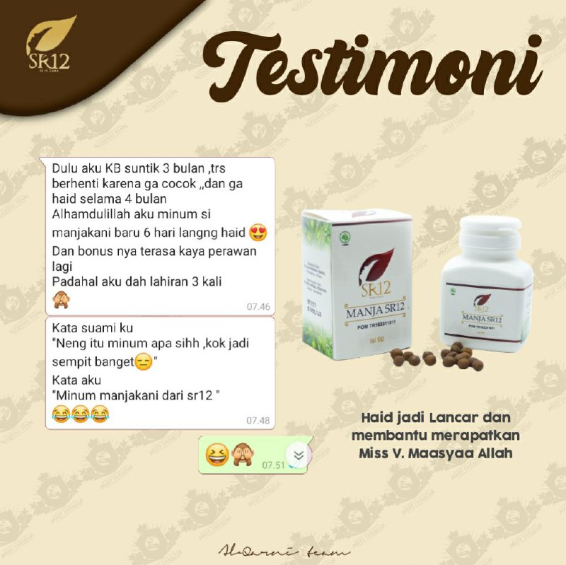 MaasyaAllaah...manjakani SR12 jagonya melancarkan haid dan merapatkan sesuatu sehingga  bikin Misua makin klepek - klepek 😃😬Manjakani SR12 asli MANJAKANI Aceh ya..100% herbal alami tanpa campuran bahan kimia. OkeySehat Aman tanpa rasa khawatir 🥰#ManjakaniSR12 #PelancarHaid#BikinRapetReady:🌹 Manja Butir🌹 Manja KapsulWa/telegram 👉0821-5799-8873Agen Resmi SR12 Herbal Skin care Balikpapan, KAL-TIMMampir di shopee ku yuks 👇shopee.co.id/agenresmisr12Atau tokpedku 👇tokopedia.com/sr12balikpapan