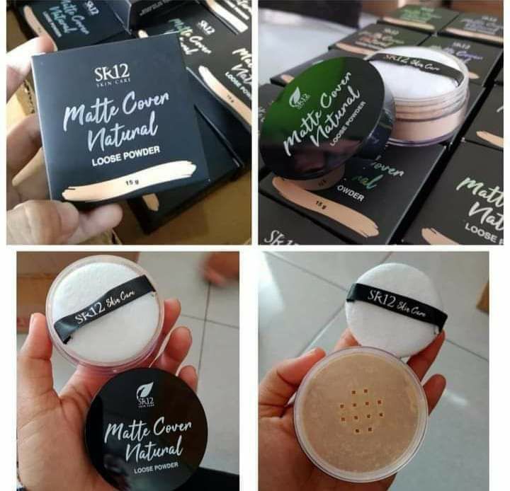 MATTE COVER NATURAL SR12 (LOOSE POWDER)Netto : 15gr POM NO : NA18210400035Bedak tabur yang mudah terserap merata pada wajah, mengandung SPF serta menutupi noda hitam & Jerawat pada wajahManfaat :• Membuat look make-up Nampak natural • Membantu menyerap kelebihan minyak pada wajah • Membantu melindungi wajah dari pengaruh buruk sinar matahari • Membantu menutupi noda hitam dan jerawat • Tidak terlihat “cakey” saat pengaplikasian karena bedak terserap merata pada wajahCara pakai : Usapkan SR12 Matte Cover Natural loose Powder ke wajah menggunakan spons atau brushReady stock🤩🤩🤩GERCEEEEEP 🚀🚀🚀 karena baru launching jadi Stok masih terbatasWA/Telegram👉0821-5799-8873AGEN RESMI SR12 HERBAL SKINCARE, BALIKPAPAN, KALTIMmampir shopeeku yuk👇shopee.co.id/agenresmisr12Atau tokpedku👇tokopedia.com/sr12balikpapanBisa pakai voucher free ongkir dan bisa COD juga lo.. GERCEEP🎉