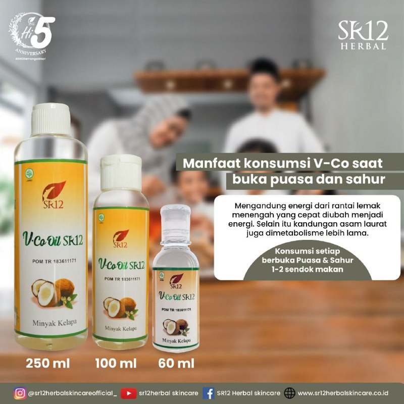 VCO SR12 juga produk Healthy Care SR12 yang wajib kamu persiapkan untuk Bulan Ramadhan nanti Lo...karena dengan minum VCO SR12 ini bisa memberikan efek kenyang lebih lama dan lebih bertenaga. Kerenkan ...yuks siapkan dirumah ya bunda-bunda🥰