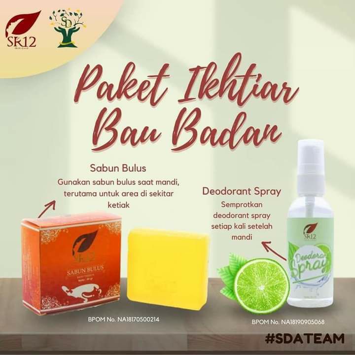 Ni, paket ikhtiar Bau Badan membandel ya, udah pakai deodorant SR12 yg ampuh ini ternyata masih Nggak mempan tu bau badan mu, masih nempel dan ngeyel juga😣🙈sekarang deodorant spray SR12 kita duetkan bareng sabun Bulus SR12 ya...InsyaAllah SUPER AMPUH💥 kalau  masih bandel juga, ampyun deh😣 cek apakah kamu rajin mandi, rajin ganti baju atau tidak? rajin cukur bulu ketek nggak? jgn sampe panjang ya🤗Kalau sudah di cukur, mandi gosok2 pakai sabun bulus SR12,  setelah itu di bilas, lap pakai handuk baru Semprot pake deo SR12, oiya hati2 kalo cukuran jgn sampe ada luka kecil sekalipun ya, karena bisa pedis n gatal ketika di semprot pake deo nya, so jgn Kwatir itu normal karna ada kandungn jeruk nipisnyaoiya jika itu terlanjur terjadi olesin VCO SR12 aja ya, insyaAllah pedis luka2 kecil or gatal akan segera netral teratasi 🤩Wa/telegram 👉 0821-5799-8873 AGEN RESMI SR12 HERBAL SKINCARE BALIKPAPAN, KAL-TIM