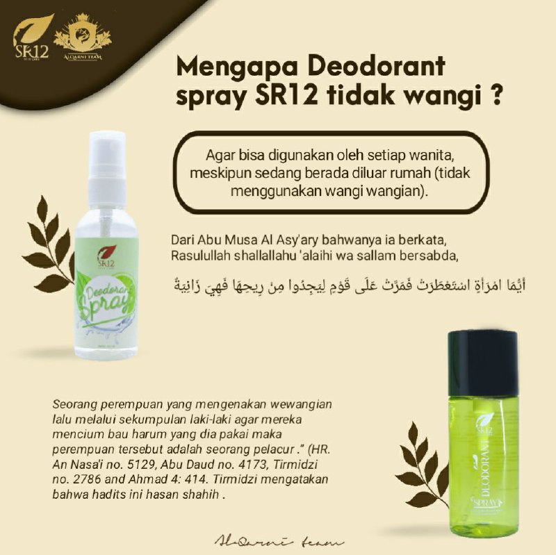 DEODORANT SPRAY SR12 adalah cairan tidak berwarna dan tidak berbau tapi ampuh mengatasi semua masalah bau-bau an🤗Deodorant spray SR12... 100% herbal alami ( air murni,jeruk nipis, tawas, kapur sirih)Aman untuk bumil, busui, dan anak2🍊 Menghempaskan bau ketiak🍊Mencerahkan ketiak hitam🍊Tidak menyebabkan ketiak hitam🍊Tidak bernoda di baju🍋 Non Farfum🍋 Non Alkohol🍋 Menghambat pertumbuhan butek (bulu ketek)🍋 Menghilangkan bau kaki, sepatu, dan bau helm🍋 Mengatasi keringat berlebih Yok segera di order...stok rebutaaan 🤩🚀Wa/telegram 👉0821-5799-8873AGEN RESMI SR12 HERBAL SKINCARE BALIKPAPANAtau kunjungi toko online kami di 👇