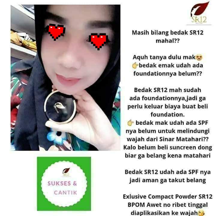 Ada harga ada kualitas💥Exclusive Compact Powder SR12💥Bedak Padat SR12 ini tahan lama Tidak mudah luntur, semakin berkeringat semakin glowing,  udah ada kandungan pelembab dan foundation nya,  mengandung vitamin dan mineral,  sudah ada SPF (sun Block)nya, menutup flek dan rona wajah yang tidak merata, tidak menyumbat pori,  tekstur ringan halus dan tidak dempul2....keren kan? Ready :  🌹Natural               🌷sheer pink YUk segera di Order, STOCK terbatas🤩🤩🤩WA/Telegram 👉0821-5799-8873Agen Resmi SR12 Herbal Skin care Balikpapan,  Kal-Tim