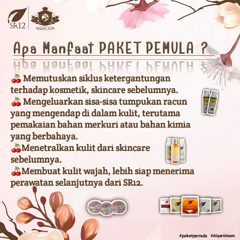 Ada yg mengeluh saat di anjurkan paket pemula dulu sebelum penggunaan cream pencerah dan serum pencerah Mereka bilang ribetSimak dulu manfaat paket pemula biar ngerti,kenapa kami selalu menganjurkan untuk memakai nya sebelum pakai cream pencerah SR12   dan serum pencerah SR12 👆👆👆,  karena kami tidak asal jual dan tidak asal laku saja.., karena kami peduli dan kami ingin menebar manfaat , memutus siklus ketergantungan terhadap pemutih instan yang berbahaya,Mengembalikan kecantikan alami kulit anda.Order/konsultasi (free): Wa/telegram 👉 0821-5799-8873Agen  Resmi SR12 Herbal Skin care Balikpapan, Kal-Tim