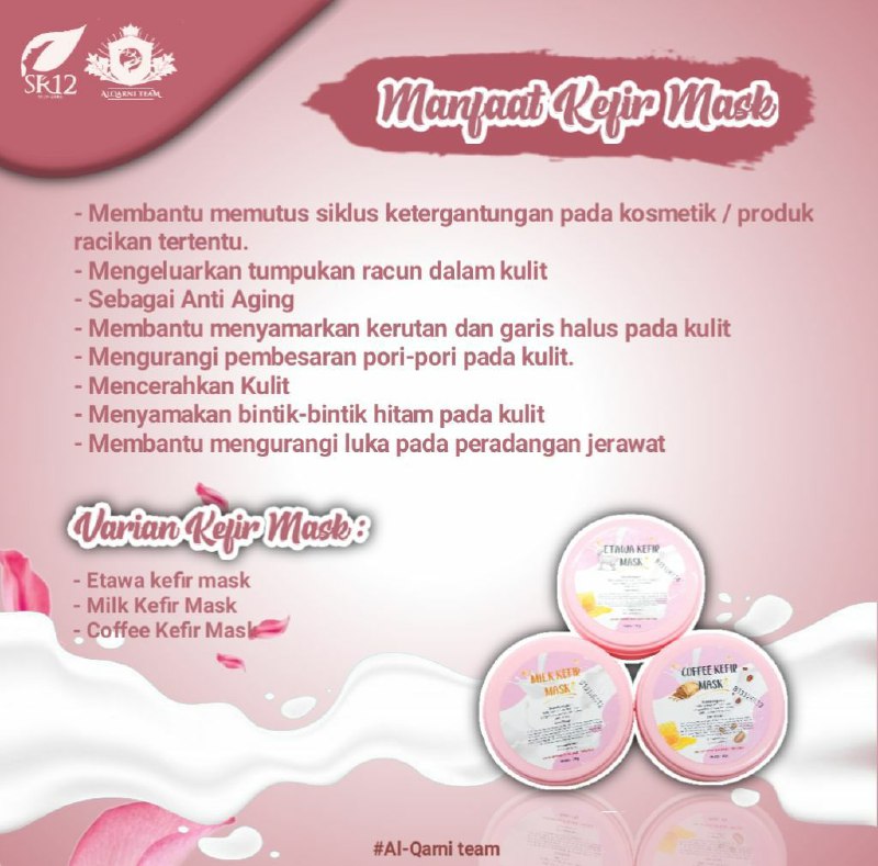🌿🍯MASKER KEFIR SR12🥛🌿Masker kefir yang bikin wajahmu sehat and cerah, mmbantu eksfloliasi ya, pngangkatan sel kulit mati shingga kusam dan flek hitam minggat.ingat rutin ya.Masker ini juga brfungsi mngeluarkn racun yg numpuk di wajah, memutus siklus ktergantungan trhadap kosmetik sebelumx, putus hubungan dgn mercury/hidroquinon/pemutih instan brbahaya lainnya.kalau saya pertama pakai ini tiap hari bahkan 2 kali sehari pagi &malam. tapi skarang ketika udah cerahan, 2 hari sekali tiap pagi, yg penting ada maskeran dalam seminggu, hee🤗kulit mati/komedo terangkat tanpa rasa sakit lo, lembab lembut kenyal aja ni wajah.Oiya masker kefir ini ada 3 varian pnggunaannya disesuaikan jenis kulit masing2 ya.skarang kemasanx warna pink ya, khasiat n kualitasnya tetap sama2 ampuhx MANTUL.yg penting rutin ikutin petunjuk/aturan pakainya, oke🥰Ready🤩Order/konsultasi (free):WA/telegram👉 0821-5799-8873AGEN RESMI SR12 HERBAL SKINCARE BALIKPAPAN, KAL-TIM🌿🍯MASKER KEFIR SR12🥛🌿Masker kefir yang bikin wajahmu sehat and cerah, mmbantu eksfloliasi ya, pngangkatan sel kulit mati shingga kusam dan flek hitam minggat.ingat rutin ya.Masker ini juga brfungsi mngeluarkn racun yg numpuk di wajah, memutus siklus ktergantungan trhadap kosmetik sebelumx, putus hubungan dgn mercury/hidroquinon/pemutih instan brbahaya lainnya.kalau saya pertama pakai ini tiap hari bahkan 2 kali sehari pagi &malam. tapi skarang ketika udah cerahan, 2 hari sekali tiap pagi, yg penting ada maskeran dalam seminggu, hee🤗kulit mati/komedo terangkat tanpa rasa sakit lo, lembab lembut kenyal aja ni wajah.Oiya masker kefir ini ada 3 varian pnggunaannya disesuaikan jenis kulit masing2 ya.skarang kemasanx warna pink ya, khasiat n kualitasnya tetap sama2 ampuhx MANTUL.yg penting rutin ikutin petunjuk/aturan pakainya, oke🥰Ready🤩Order/konsultasi (free):WA/telegram👉 0821-5799-8873AGEN RESMI SR12 HERBAL SKINCARE BALIKPAPAN, KAL-TIM