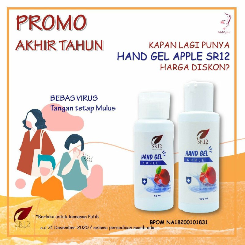 Yuk promo masih berlaku yang...Yuk ada promo menarik, untuk hand Sanitizer/hand gel apple  SR12 yang kemasan putih, diskon menarik 👉 100 ml= 35.000 menjadi 25.000 👉  60 ml = 25.000 menjadi 15.000👉 500 ml = 75.000 menjadi 70.000Bebas Virus, Tangan jadi lembab lembut mulus, tidak menyebabkan tangan kering , bahkan kulit yang 