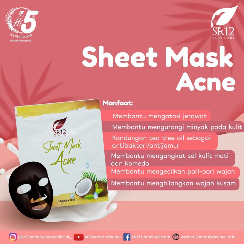 Topeng ajaib yang bikin cantikGimana nggak cantik...? kalau sekali pakai setara dengan 5 kali pemakaian serum😍😍Nah lho... Nah lho....🤗🌿Sheet mask yang diaplikasikan akan melembabkan kulit dengan baik dan mendalam, menghilangkan jerawat dan sebum, meremajakan kulit, mencegah penuaan dini serta hiperpigmentasi.🌿Apa  Kelebihan sheetmask SR12  ?     Jawab:👉Sheetmask Acne SR12komplit banget.. Udah dapat 3 kandungan Yaitu tea tree, carchoal, cocos. Sedangkan Merk lain umumnya hanya cuma 1-2 kandungan saja👉 Sheet Brightening SR12  Ada kandungan akar manisnya😎yg jarang di jual di merk luaran🤗Hayo mau pilih yang mana ?🌿 Sheet Mask Acne untuk kulit berjerawat🌿 Sheet Mask Brightening untuk mencerahkan Ready Stock🤩🤩🤩WA/Telegram👉0821-5799-8873AGEN RESMI SR12 HERBAL SKINCARE BALIKPAPAN KALTIMMampir ke shopeeku yuk👇shopee.co.id/agenresmisr12Atau tokpedku 👇tokopedia.com/sr12balikpapan(Manfaatkan Voucher Gratis Ongkir Ekstra mu dan bisa COD juga lo...)Topeng ajaib yang bikin cantikGimana nggak cantik...? kalau sekali pakai setara dengan 5 kali pemakaian serum😍😍Nah lho... Nah lho....🤗🌿Sheet mask yang diaplikasikan akan melembabkan kulit dengan baik dan mendalam, menghilangkan jerawat dan sebum, meremajakan kulit, mencegah penuaan dini serta hiperpigmentasi.🌿Apa  Kelebihan sheetmask SR12  ?     Jawab:👉Sheetmask Acne SR12komplit banget.. Udah dapat 3 kandungan Yaitu tea tree, carchoal, cocos. Sedangkan Merk lain umumnya hanya cuma 1-2 kandungan saja👉 Sheet Brightening SR12  Ada kandungan akar manisnya😎yg jarang di jual di merk luaran🤗Hayo mau pilih yang mana ?🌿 Sheet Mask Acne untuk kulit berjerawat🌿 Sheet Mask Brightening untuk mencerahkan Ready Stock🤩🤩🤩WA/Telegram👉0821-5799-8873AGEN RESMI SR12 HERBAL SKINCARE BALIKPAPAN KALTIMMampir ke shopeeku yuk👇shopee.co.id/agenresmisr12Atau tokpedku 👇tokopedia.com/sr12balikpapan(Manfaatkan Voucher Gratis Ongkir Ekstra mu dan bisa COD juga lo...)
