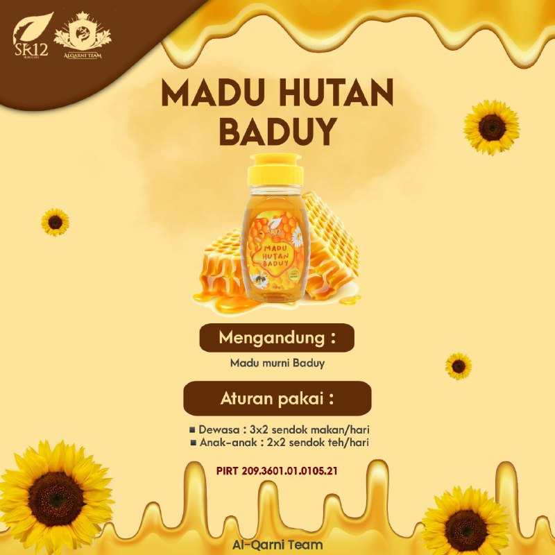 *MADU HUTAN BADUY SR12* Daya tahan tubuh semakin ternutrisi ditambah dengan adanya Madu Hutan Baduy dari SR12 😍• Madu Murni Baduy berasal dari Hutan Baduy dikenal sebagai madu yang memiliki banyak manfaat untuk kesehatan.• Madu murni asli baduy dihasilkan oleh lebah yg hidup di Kampung Baduy• Karena ke-alamiahan-nya, lebah ini menghisap berbagai jenis sari bunga liar, sehingga kandungan nutrisi yang terdapat didalamnya lebih bervariasi dan alami. MANFAAT MADU MURNI BADUY1. Asam Urat2. Rematik3. Kurang Darah4. Batu Ginjal5. Menambah Stamina6. Mencegah infeksi pada luka7. Memperkuat sel darah putih (membantu tubuh melawan berbagai penyakit infeksi)8. Mencegah osteoporosis9. Menjaga kondisi tubuh#MaduHutanBaduySR12Diambil langsung dari lebah liar di hutan kampung Baduy, bukan lebah ternak Lo ya🤗🤩Ready 300 gram&140 gramWA/telegram👉0821-5799-8873AGEN RESMI SR12 HERBAL SKINCARE BALIKPAPAN KAL-TIMAtau silahkan kunjungi toko online kami di 👇