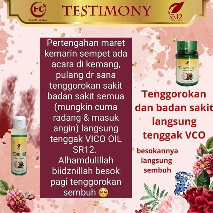 Biidznillah..Radang tenggorokan, masuk angin badan sakit2 ...sembuh setelah minum VCO SR12 ...VCO SR12 minyak sejuta Manfaat Tersedia 2 varian = yang cair dan yang kapsulYuk Siapkan stok VCO di rumah yaBahan herbal alamiSehat Tanpa obat kimiaWA/Telegram 👉0821-5799-8873AGEN RESMI SR12 HERBAL SKINCARE BALIKPAPAN
